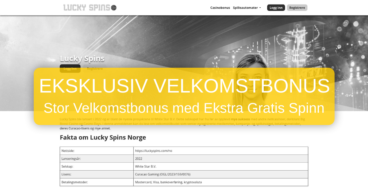 LuckySpins Casino - Premium Nettcasino for Norske Spillere